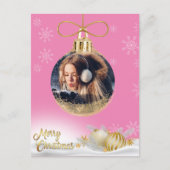 Weihnachtsschmuck Foto Schneeflocken Rosa Moderne Feiertagspostkarte (Vorderseite)