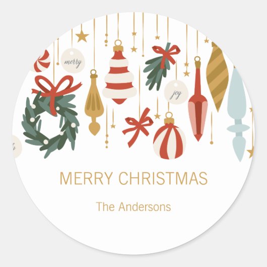 Weihnachtsschmuck Frohe Weihnachtsfeiertage Runder Aufkleber (Vorderseite)