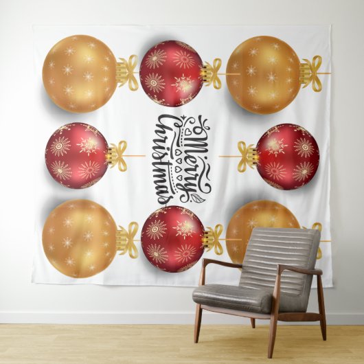 Weihnachtsschmuck frohe Weihnachtsgold Wandteppich (Beispiel (Horizontal))