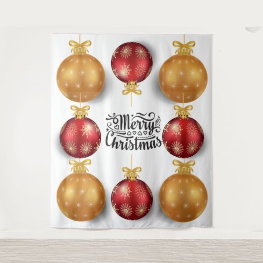 Weihnachtsschmuck frohe Weihnachtsgold Wandteppich (Vorderseite)