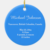 Weihnachtsschmuck für das Baby. Blau (Hinten)