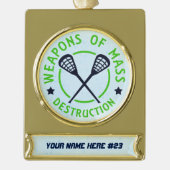 Weihnachtsschmuck für Lacrosse-Waffen Banner-Ornament Gold (Vorderseite)