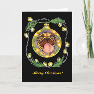 Weihnachtsschmuck für Mops Feiertagskarte