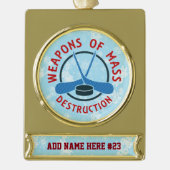 Weihnachtsschmuck für personalisierte Hockey-Waffe Banner-Ornament Gold (Vorderseite)