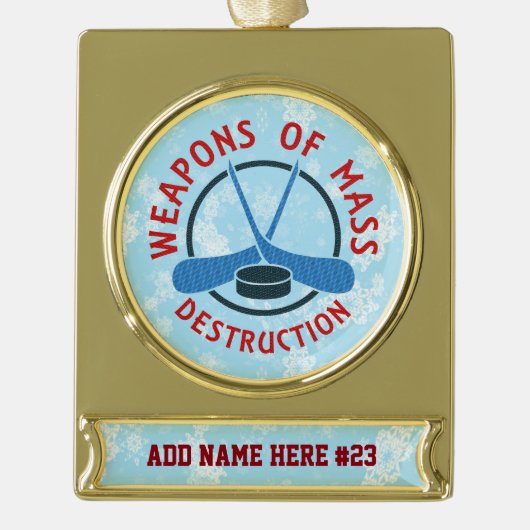 Weihnachtsschmuck für personalisierte Hockey-Waffe Banner-Ornament Gold (Vorderseite)