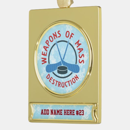 Weihnachtsschmuck für personalisierte Hockey-Waffe Banner-Ornament Gold (Links)