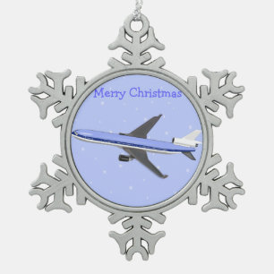 Weihnachtsschmuck für Zinnhütten - Flugzeug Schneeflocken Zinn-Ornament