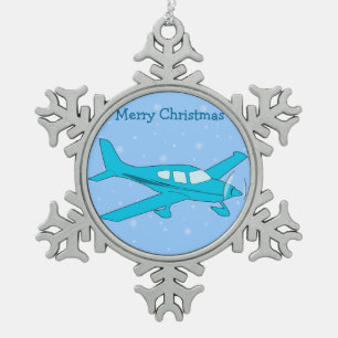 Weihnachtsschmuck für Zinnhütten - Flugzeug Schneeflocken Zinn-Ornament