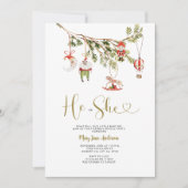 Weihnachtsschmuck - Genderoffenbarung Einladung (Vorderseite)