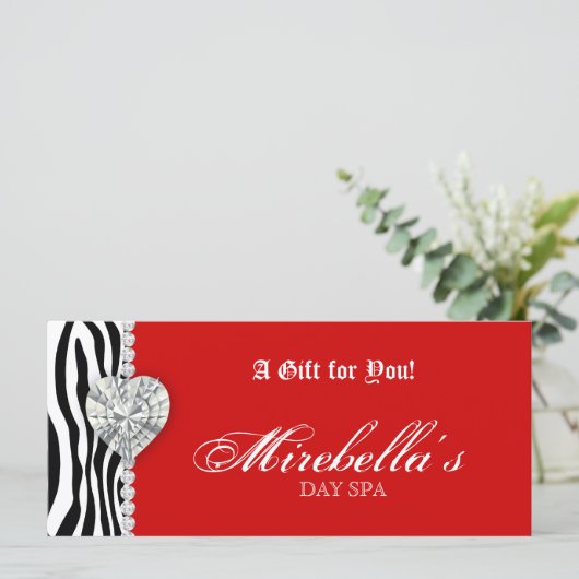 Weihnachtsschmuck Geschenkgutschein Zebra Rot (Stehend Vorderseite)