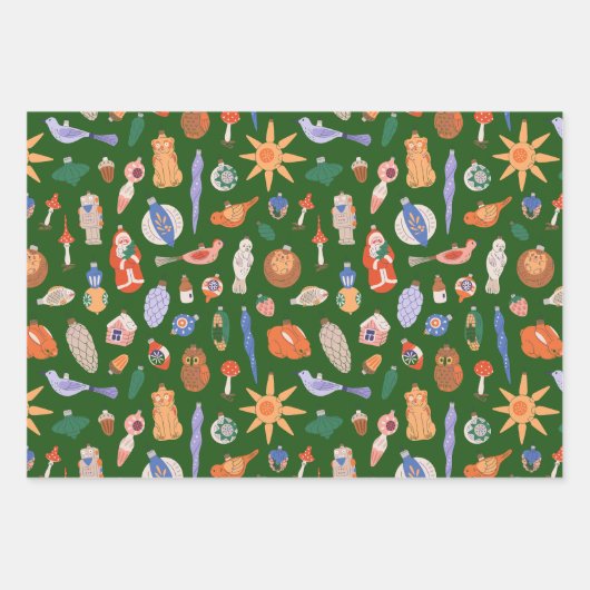 Weihnachtsschmuck Geschenkpapier Set (Vorderseite)