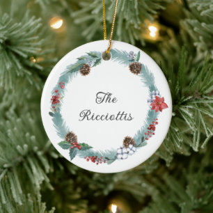 Weihnachtsschmuck, glückliche Ferien, Familie, Keramik Ornament