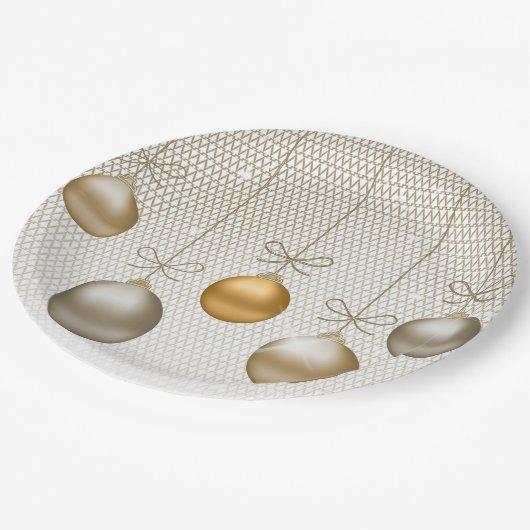 Weihnachtsschmuck Gold ID251 Pappteller (Schrägansicht)