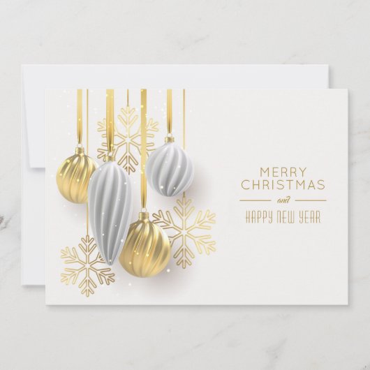 Weihnachtsschmuck Gold Silber Feiertagskarte (Vorderseite)