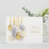 Weihnachtsschmuck Gold Silber Feiertagskarte (Stehend Vorderseite)