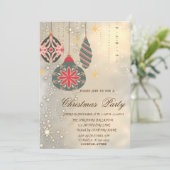 Weihnachtsschmuck Gold Weihnachtsfest Party Einladung (Stehend Vorderseite)