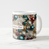 Weihnachtsschmuck Gold White Red Green Jumbo-Tasse (Vorderseite Rechts)