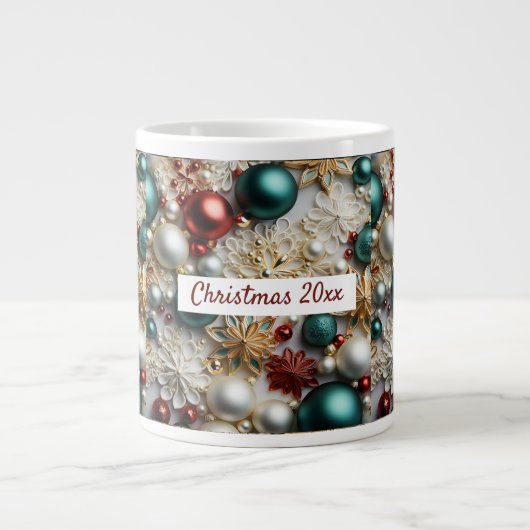 Weihnachtsschmuck Gold White Red Green Jumbo-Tasse (Vorderseite)