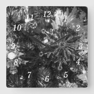 Weihnachtsschmuck Graustufen-Uhr Quadratische Wanduhr