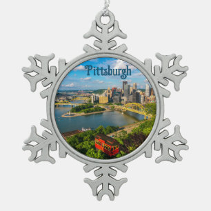 Weihnachtsschmuck— Großes Foto von Pittsburgh Schneeflocken Zinn-Ornament