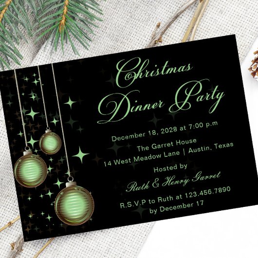 Weihnachtsschmuck Grün Gold Weihnachtsfest Party Einladung