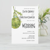 Weihnachtsschmuck Grün, Moderne Hochzeit Ankündigung (Stehend Vorderseite)
