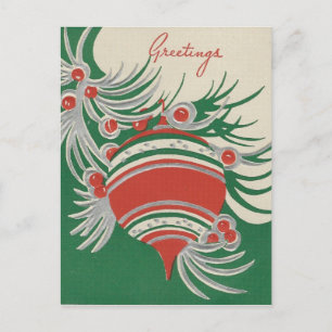 Weihnachtsschmuck Grün, Rot & Silber Feiertagspostkarte