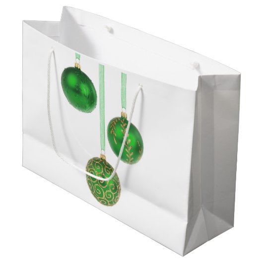 Weihnachtsschmuck Grüne Kugel Große Geschenktasche Geschenktüte (Vorderseite Schrägansicht)