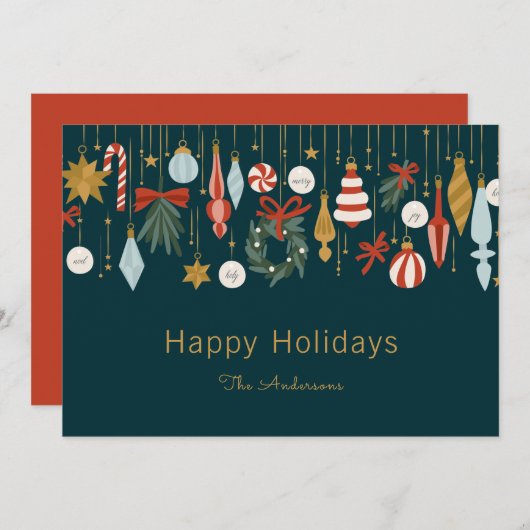 Weihnachtsschmuck Happy Holidays Feiertagskarte (Vorne/Hinten)