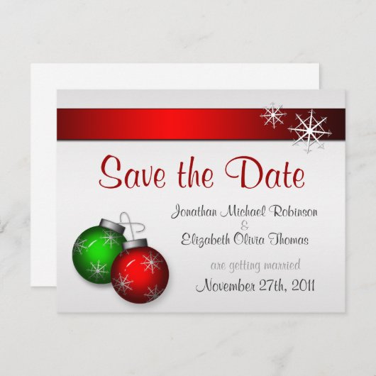Weihnachtsschmuck Hochzeit Speichern Sie das Datum Einladung (Vorne/Hinten)