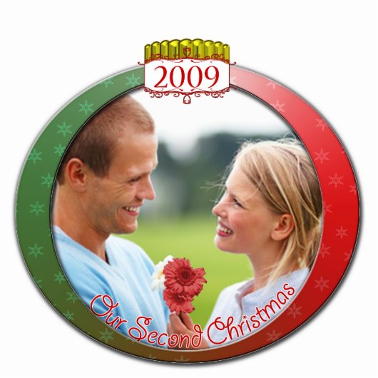 Weihnachtsschmuck Hochzeit Unser 2. Weihnachten Fotoskulptur Ornament (Vorne)