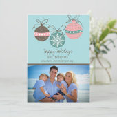 Weihnachtsschmuck Holiday Flat Card blau Feiertagskarte (Stehend Vorderseite)