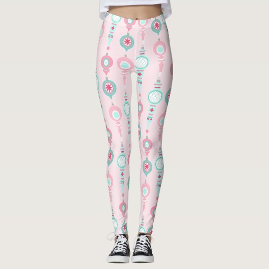 Weihnachtsschmuck Hübsch Pink Holiday Leggings (Vorderseite)