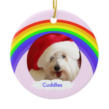 Weihnachtsschmuck Hunde Rosa mit Regenbogen