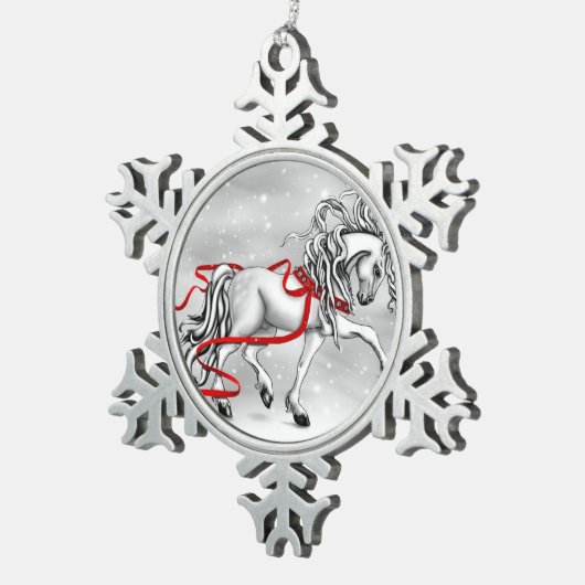 Weihnachtsschmuck im Weißen Stalon Schneeflocken Zinn-Ornament (Rechts)