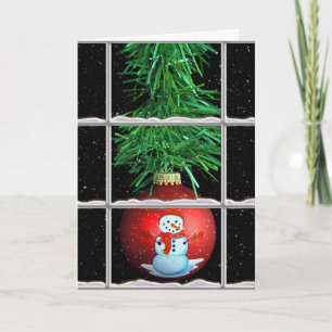 Weihnachtsschmuck im Winterfenster Feiertagskarte