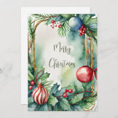Weihnachtsschmuck in Aquarellen Feiertagskarte (Vorne/Hinten)