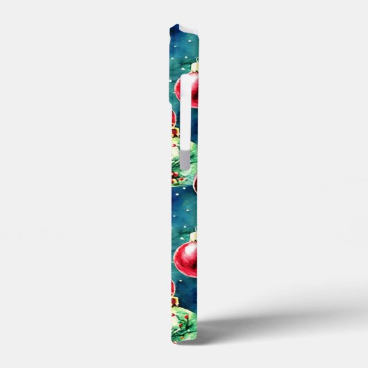 Weihnachtsschmuck in Aquarellen, rot und Aquamarin Case-Mate iPhone Hülle (Rückseite / Links)