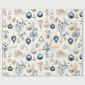 Weihnachtsschmuck in Blau und Beige Geschenkpapier (Flach)
