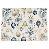Weihnachtsschmuck in Blau und Beige Große Geschenktüte (Vorderseite)