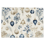 Weihnachtsschmuck in Blau und Beige Große Geschenktüte (Rückseite)
