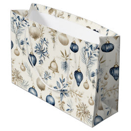 Weihnachtsschmuck in Blau und Beige Große Geschenktüte