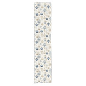 Weihnachtsschmuck in Blau und Beige Kurzer Tischläufer (Vorderseite)