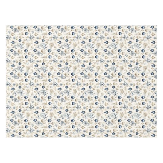Weihnachtsschmuck in Blau und Beige Tischdecke (Vorderseite (Horizontal))
