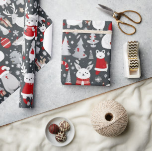 Weihnachtsschmuck in grauem Dekor Wrapping Paper Geschenkpapier