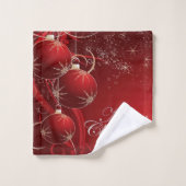 Weihnachtsschmuck in Luxusrot und Gold Badhandtuch Set (Waschlappen)