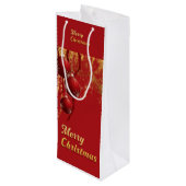 Weihnachtsschmuck in Luxusrot und Gold Geschenktüte Für Weinflaschen (Rückseite Schrägansicht)