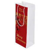 Weihnachtsschmuck in Luxusrot und Gold Geschenktüte Für Weinflaschen (Vorderseite Schrägansicht)