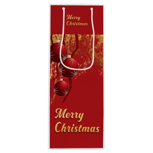 Weihnachtsschmuck in Luxusrot und Gold Geschenktüte Für Weinflaschen (Vorderseite)