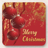 Weihnachtsschmuck in Luxusrot und Gold Getränkeuntersetzer (Vorderseite)